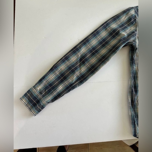 Hollister Blue Plaid Western Button Down Shirt with Pearl Snaps size Medium - Picture 5 of 7